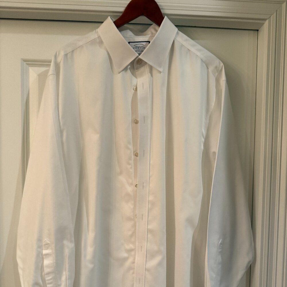 Charles Tyrwhitt Men’s Non-Iron Dress Shirt 19”x 37” White Barrel Cuff
